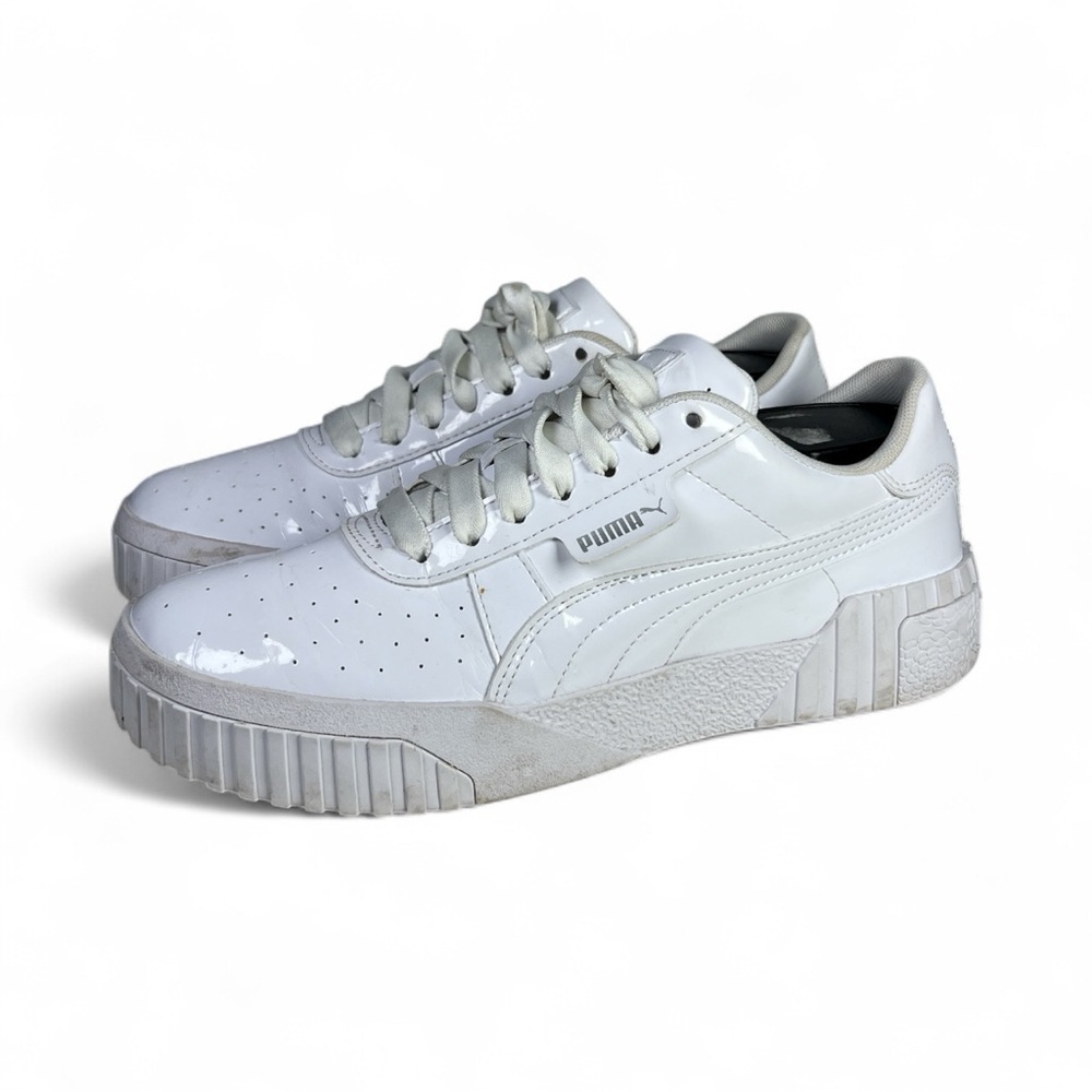 Puma Cali Patent Jr Youth Triple White Sneakers 370139-01 Size 6.5 Youth - Picture 2 of 5